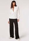 Soft Twill Zip Blouse, White, large