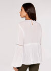 Crinkle Dobby Balloon Sleeve Top, Cream, large