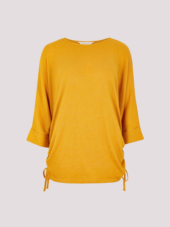 Soft Touch Drawstring Batwing Top, Mustard, large