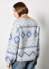 Chevron Geometric Retro Jumper, Blue, large