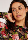 Pink Roses Lace High Neck Top, Black, large