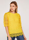 Geometric Lace Top, Yellow, large
