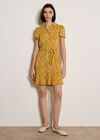 Scattered Squares Shirt Mini Dress, Mustard, large