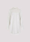 Pinstripe Oversized Shirt Mini Dress, White, large
