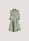 Cotton Stripe Shirt Mini Dress, Green, large