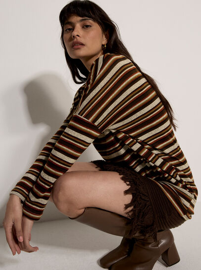 Engineered Stripe Batwing Jersey Top