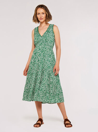 Daisy Print Tiered Midi Dress