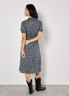 Floral Fruit Wrap Midi Dress, Navy, large