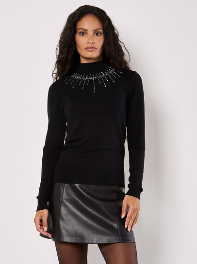Rhinestone Gem Embellished Jumper
