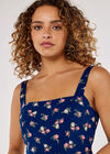 Floral Split Sun Midi Dress, Blue, large