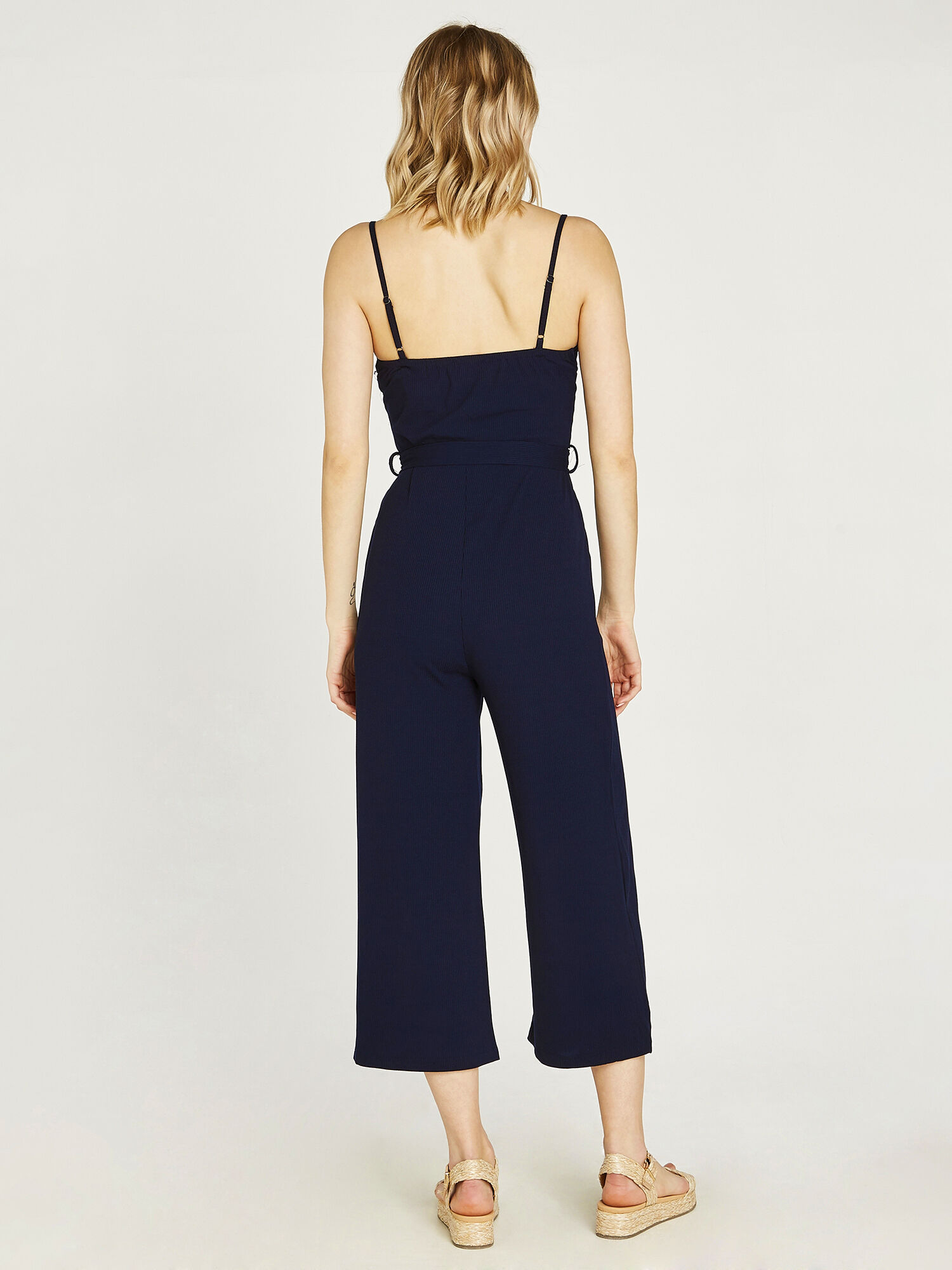Mini Ribbed Easy Jumpsuit Apricot Clothing