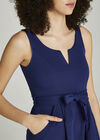 V Detail Two Pocket Skater Dress, Blue, large