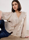 Lightweight Ruffle Blouse, Stone, large