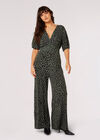 Cheetah Print Jersey Jumpsuit, Khaki, large