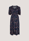 Ditsy Floral Milkmaid Midi Dress, Navy, large