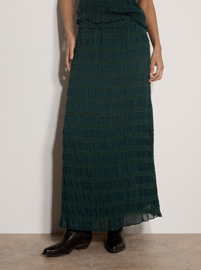 Ruched Chiffon Maxi Skirt