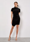Velvet Ruched Mini Dress, Black, large