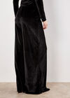 Wide Leg Velvet Trousers, Black, large