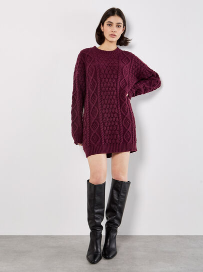 Cable Knit Oversized Jumper Mini Dress