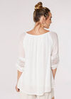 Crochet Detailled Slub Top, White, large
