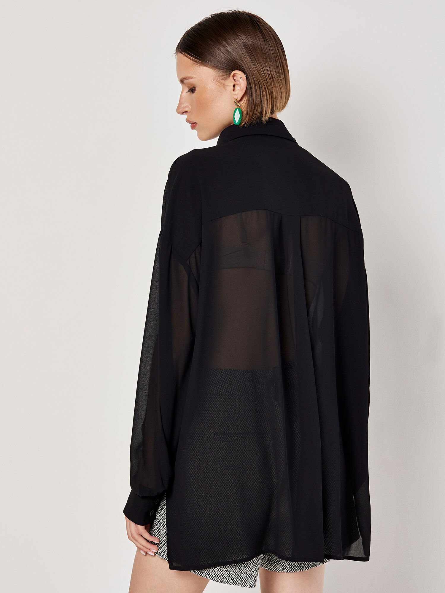 Oversized Chiffon Shirt Apricot Clothing