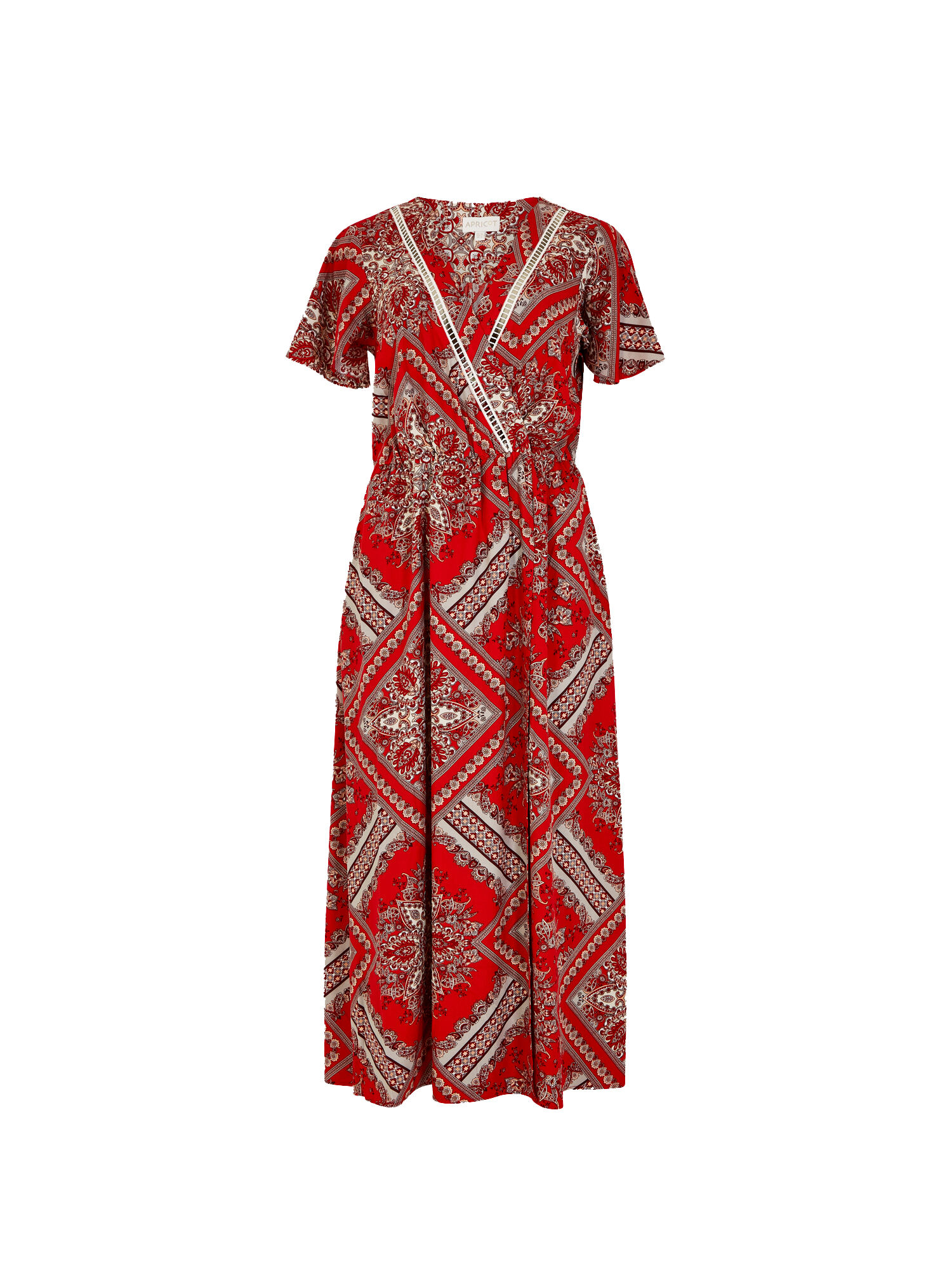 Red scarf cheap print dress