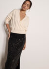 Rhinestone Stud Maxi Skirt, Black, large
