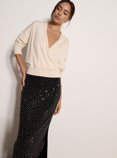 Rhinestone Stud Maxi Skirt