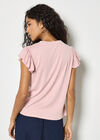 Jersey Knit Ruffle T-Shirt, Pink, large