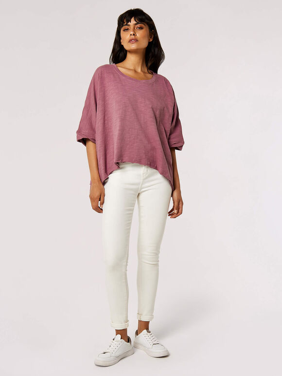 Cotton Jersey Waterfall T-Shirt, Lilac, large