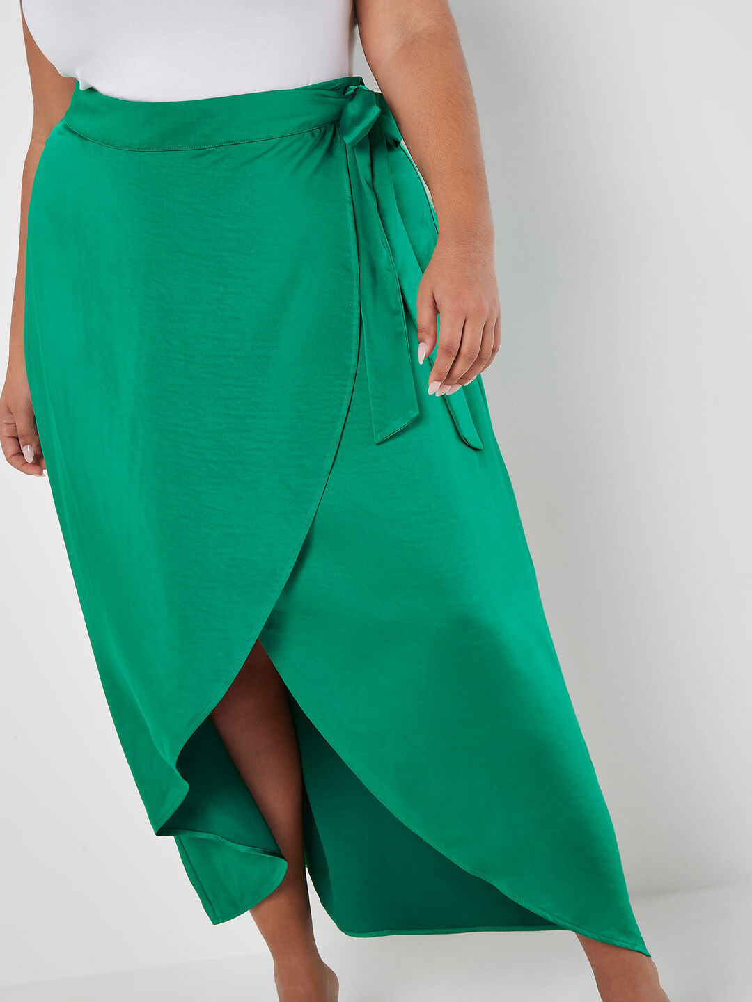 Image of Curve Asymmetric Satin Maxi Skirt