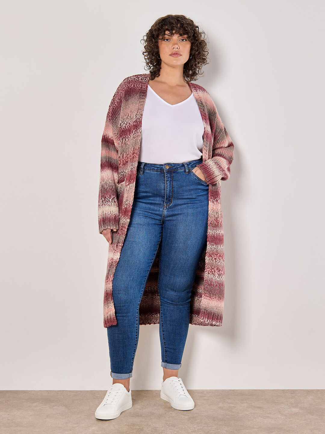 Image of Curve Ombre Chunky Knit Cardigan