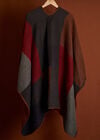 Colour Block Blanket Cape, Red, large