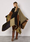 Colour Block Blanket Cape, Brown, large