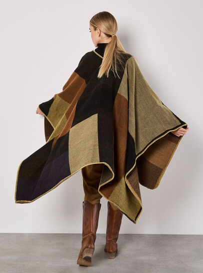 Colour Block Blanket Cape