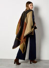 Large Squares Blanket Cape, Brown, large