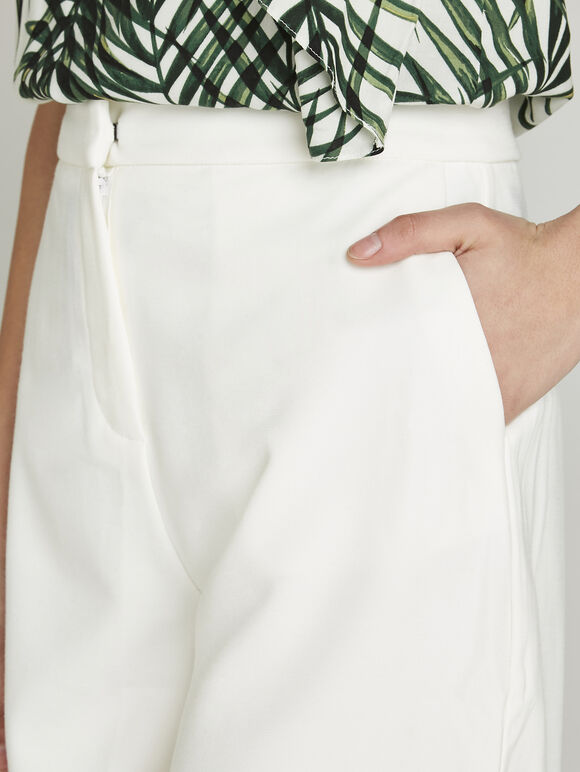 Structured A-Line Shorts, Cream, large
