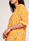 Giraffe Print Button Detail Top, Mustard, large