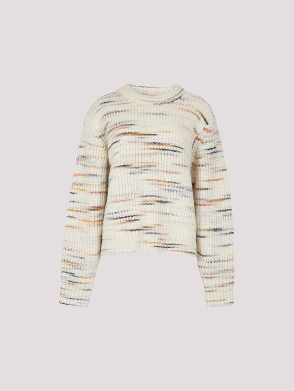 Chunky Knit Space Dye Jumper, Cream, large