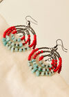 Oval Triple Hoop Earrings, Red, large