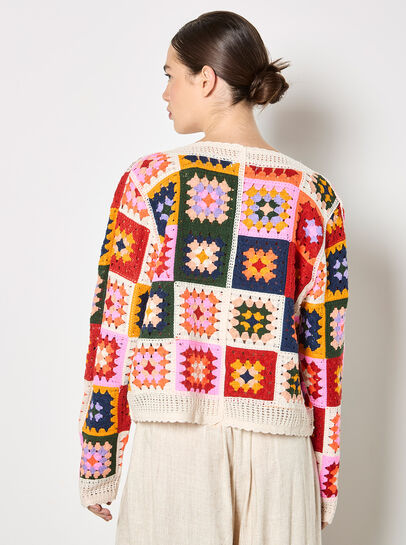 Colourful Crochet Squares Cardigan