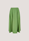 Pleated A-Line Midi Skirt, Green, large