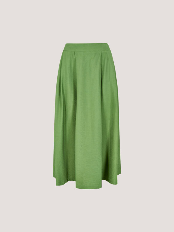 Pleated A-Line Midi Skirt, Green, large