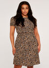 Curve Shirred Waist Short Sleeve Dress, Stone, large