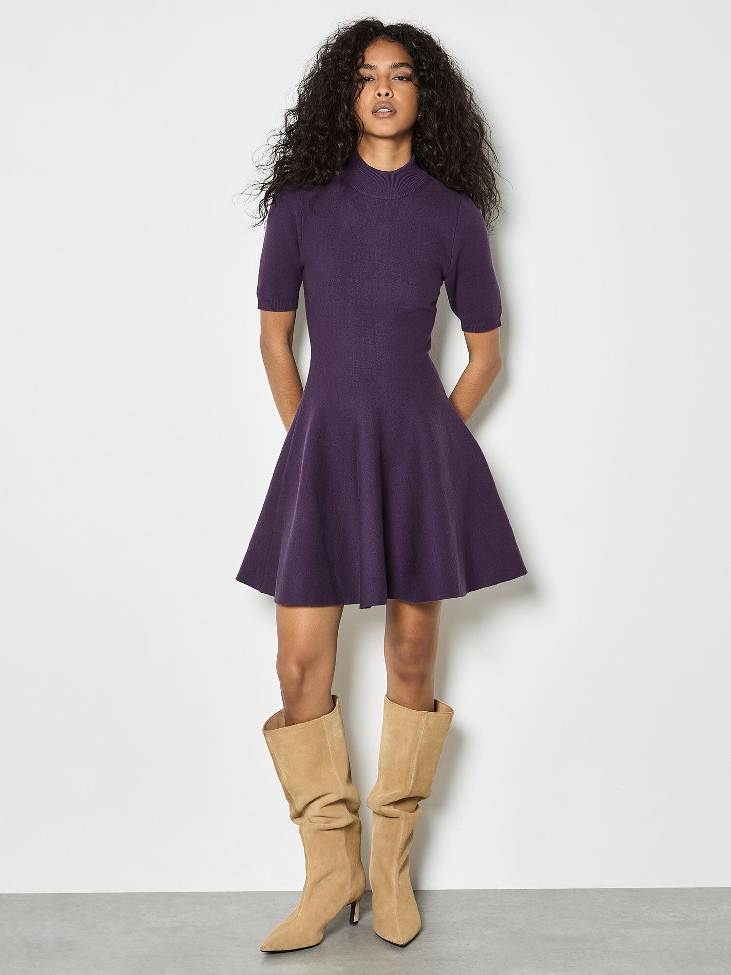 Fit And Flare Ribbed Knit Mini Dress | Apricot Clothing