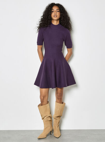 Fit And Flare Ribbed Knit Mini Dress