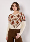 Crochet Squares Scallop Cardigan, Stone, large