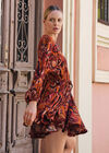 Swirl Flute  Mini Dress, Brown, large