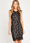 Black Lace Two Tone Dress, Black, large