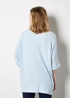 Soft-Touch Batwing Waffle Knit Top, Blue, large